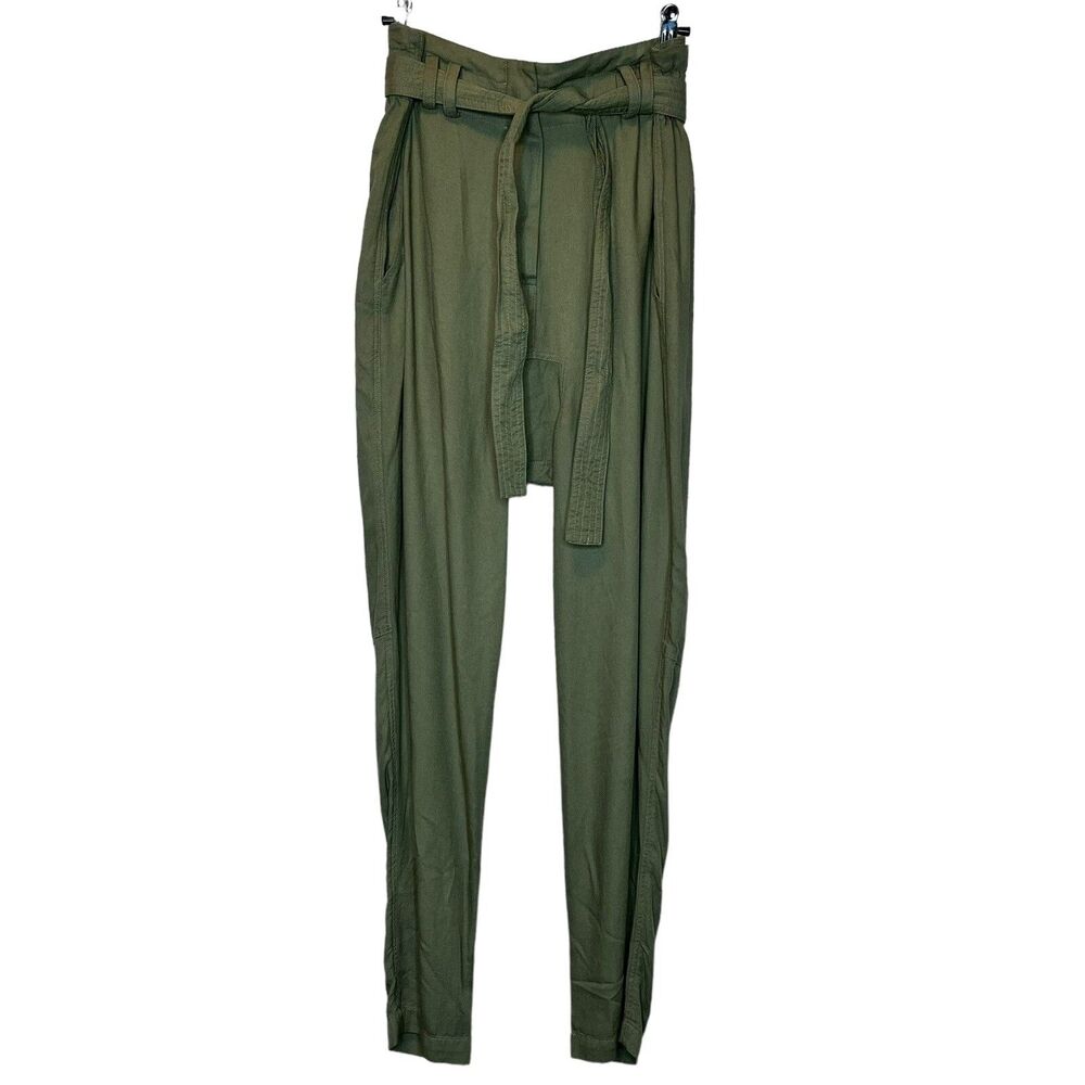 ALC Ansel Military Army Green Slouchy Drop Hammer Paperbag Tie Ankle Pants SZ 4
